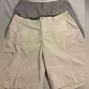 Men's Greg Norman Collection Tan and Gray Flat Front Shorts